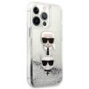 Karl Lagerfeld KLHCP13LKICGLS iPhone 13Pro / 13 6,1 srebrny/silver hardcase Liquid Glitter Karl&Choupette Head